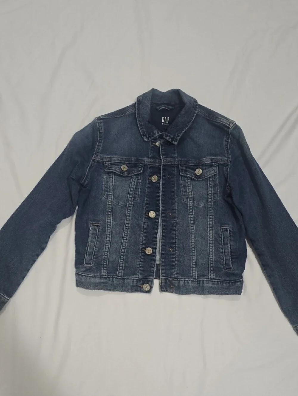 GAP Kids Dark Blue Denim Jacket - Button-Front Trucker